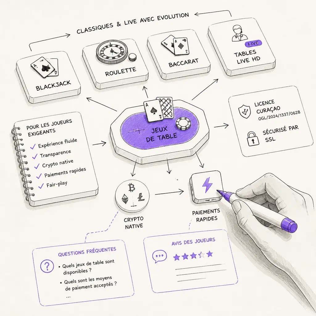 Shuffle Blackjack et jeux de table : Live et originaux visual guide for Shuffle Casino